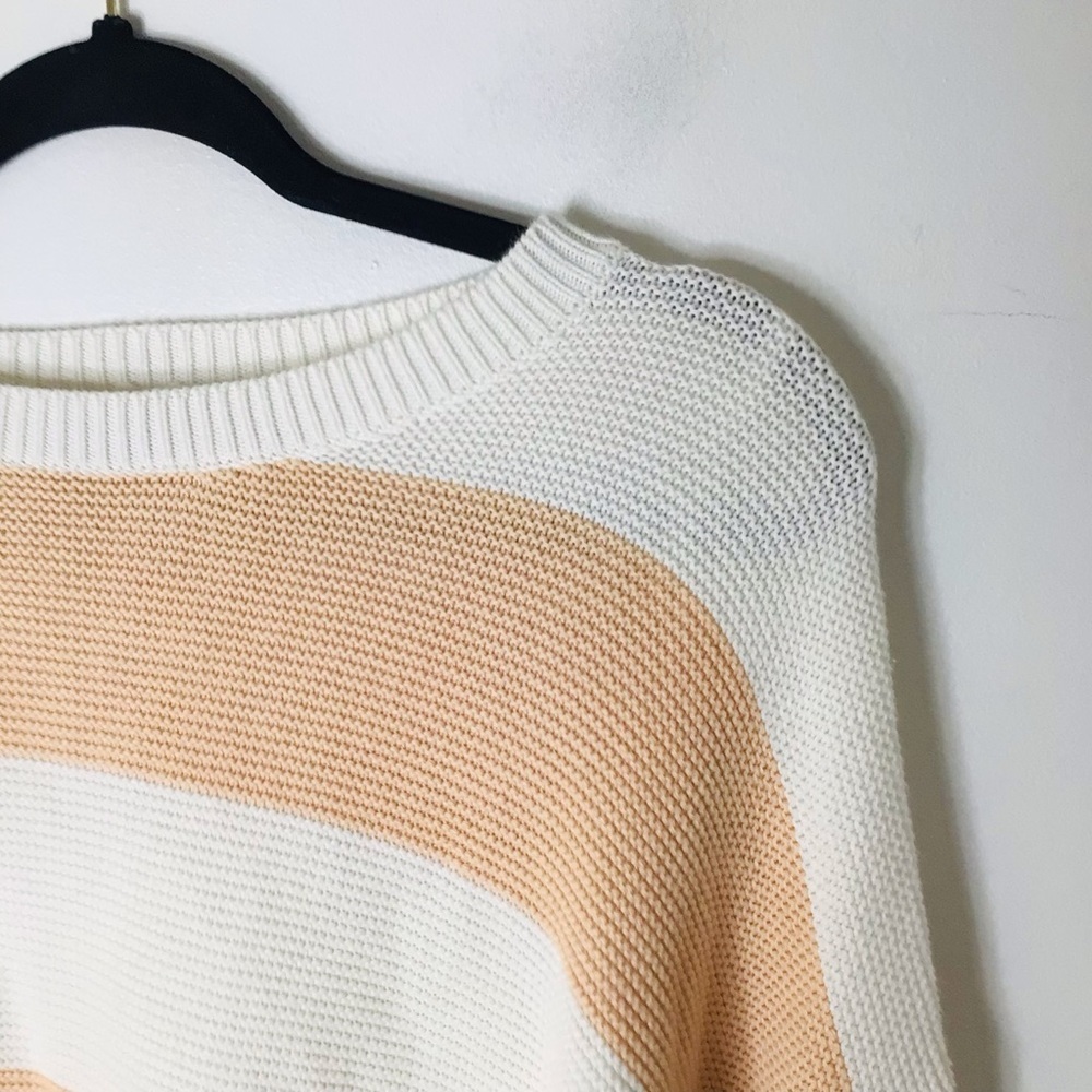 Sabo Australian sweater pullover women small orange white stripe cotton oversize - Picture 2 of 10
